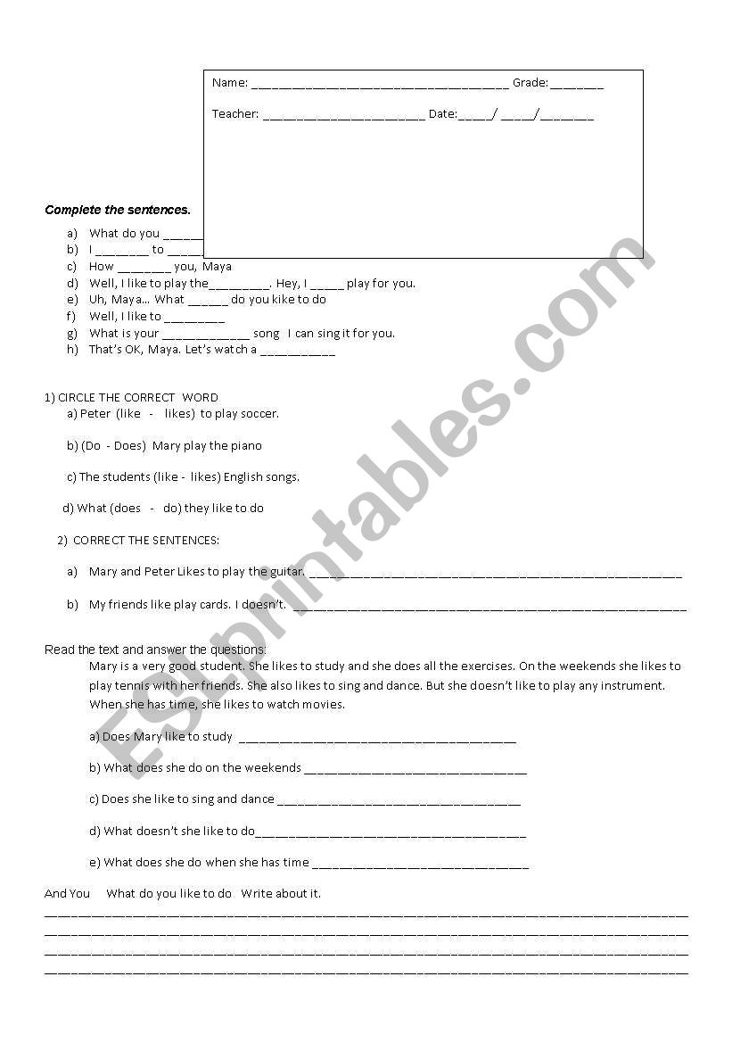 test 1 worksheet