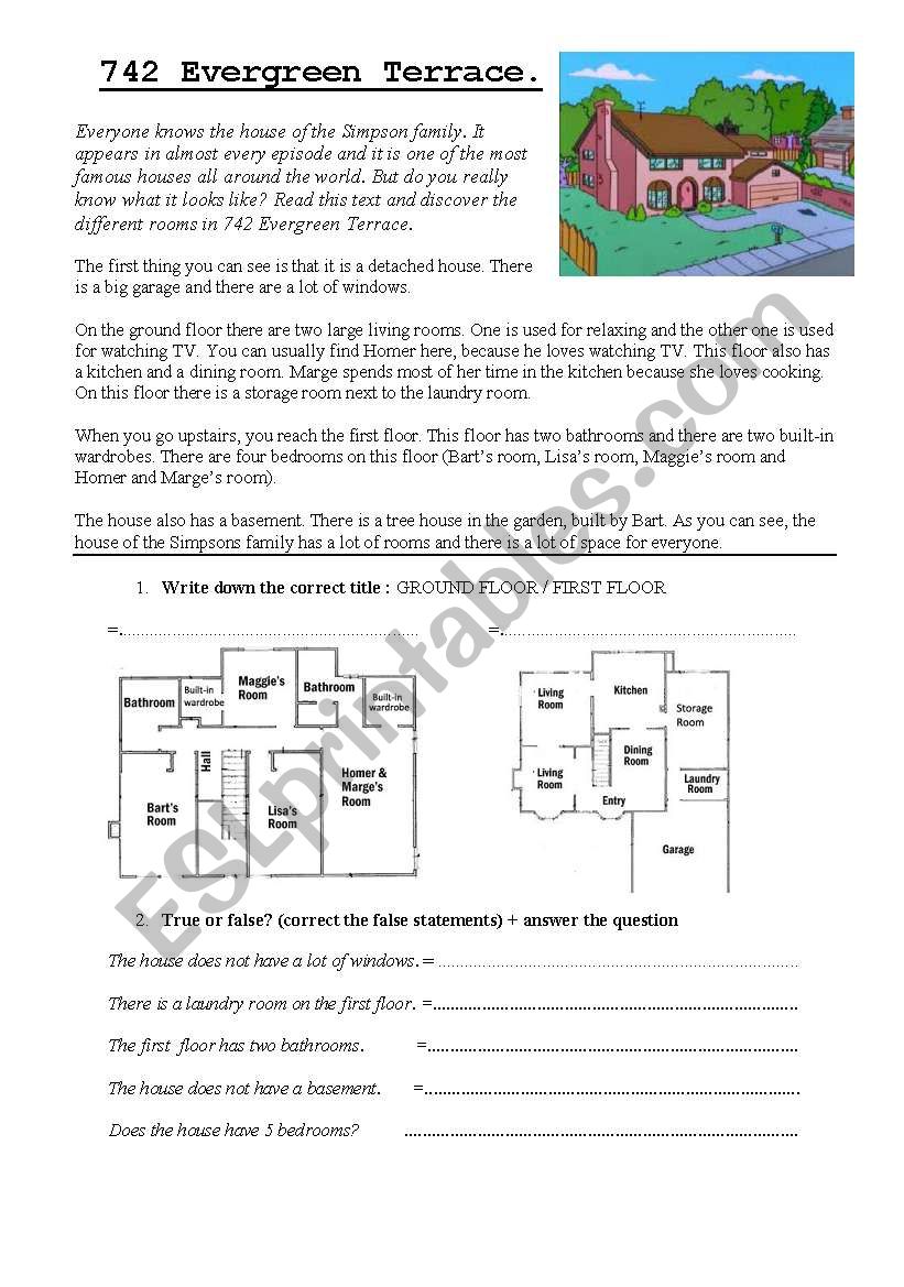 Reading Text: the Siimpsons house