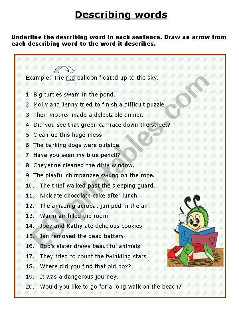 Describing Words English Esl Worksheets Describing Words Adjective Images
