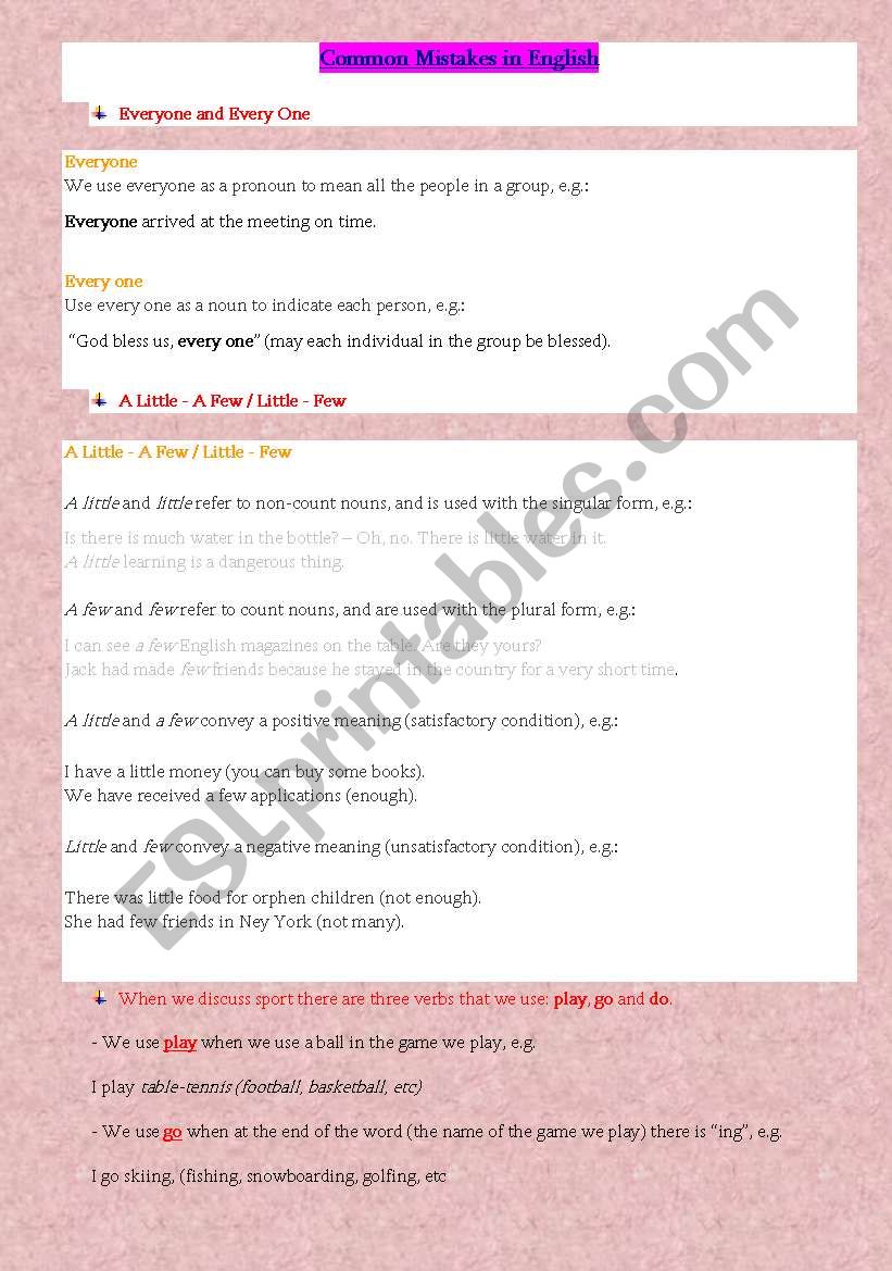 Common Mistakes and Confusing Words in Engish