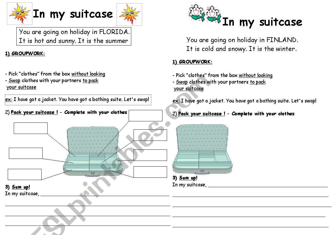 In my suitcase worksheet