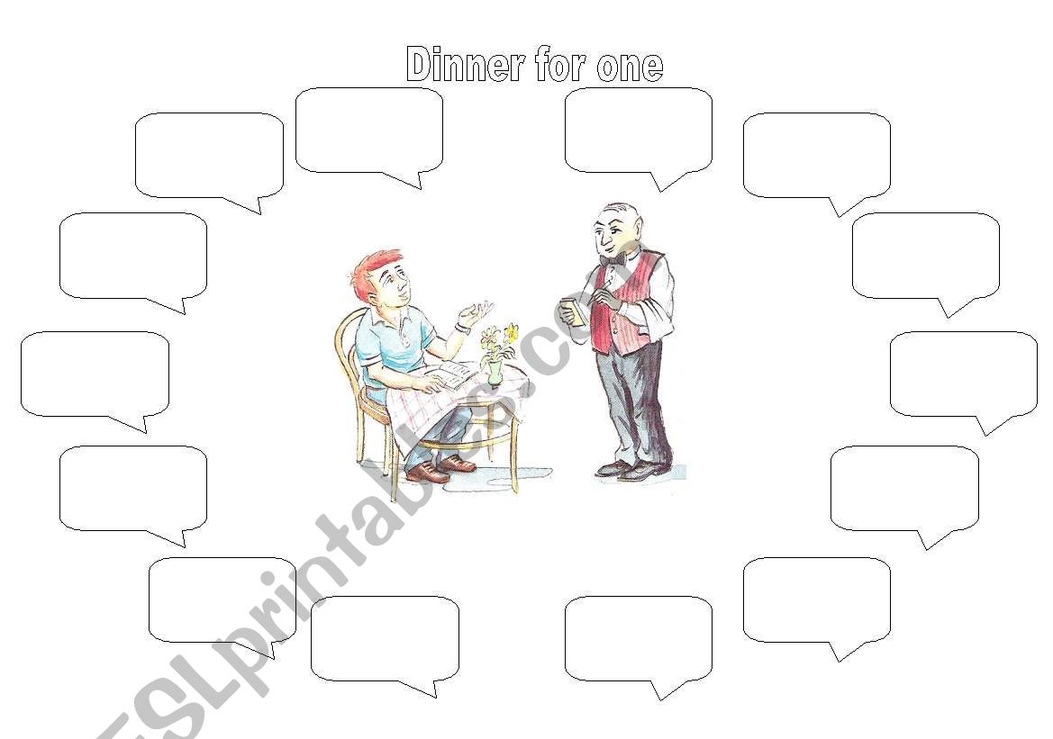 Dinner for one worksheet