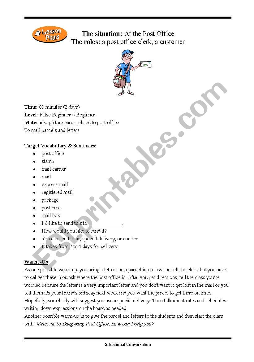 Post office worksheet