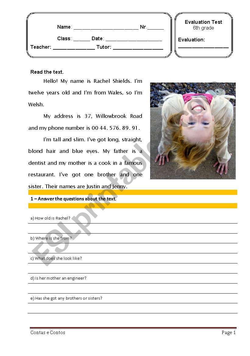 Physical appearance worksheet