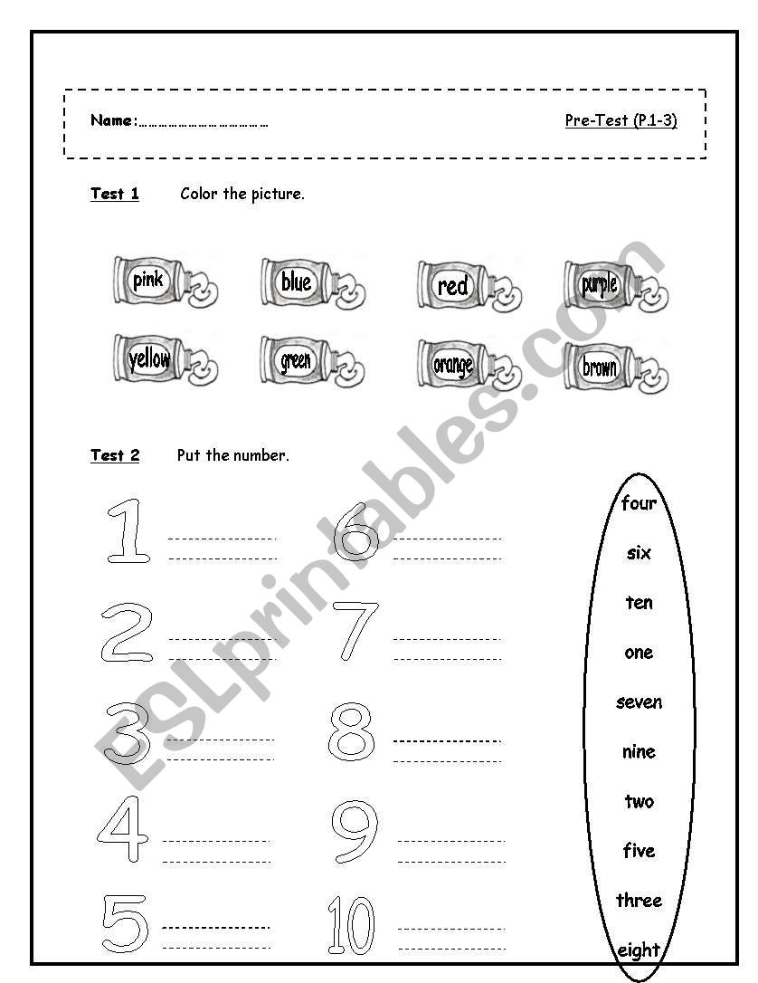 beginner test worksheet