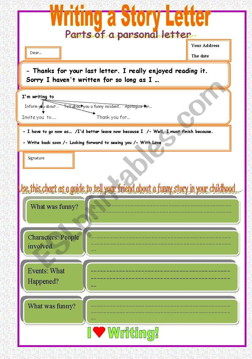 Writing a Story Letter worksheet