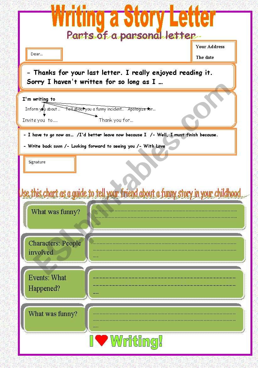 Writing a Story Letter worksheet