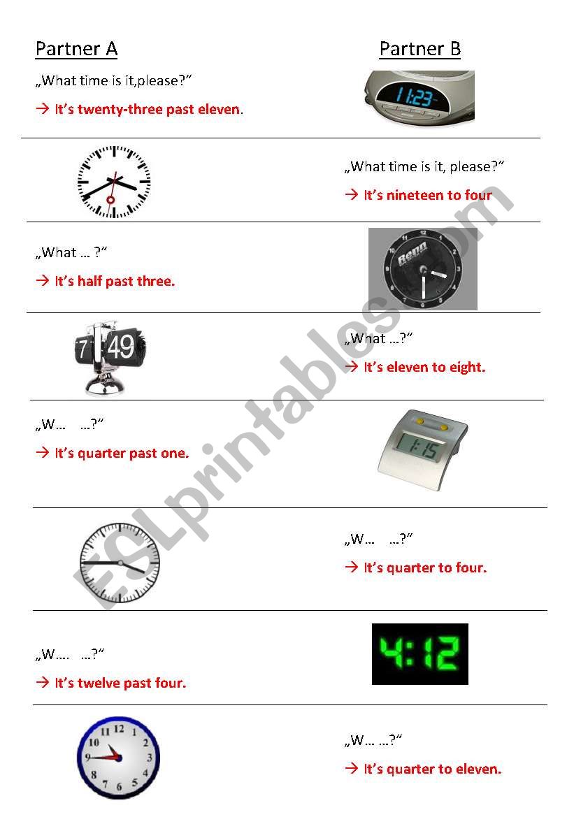 what time is it, please? worksheet