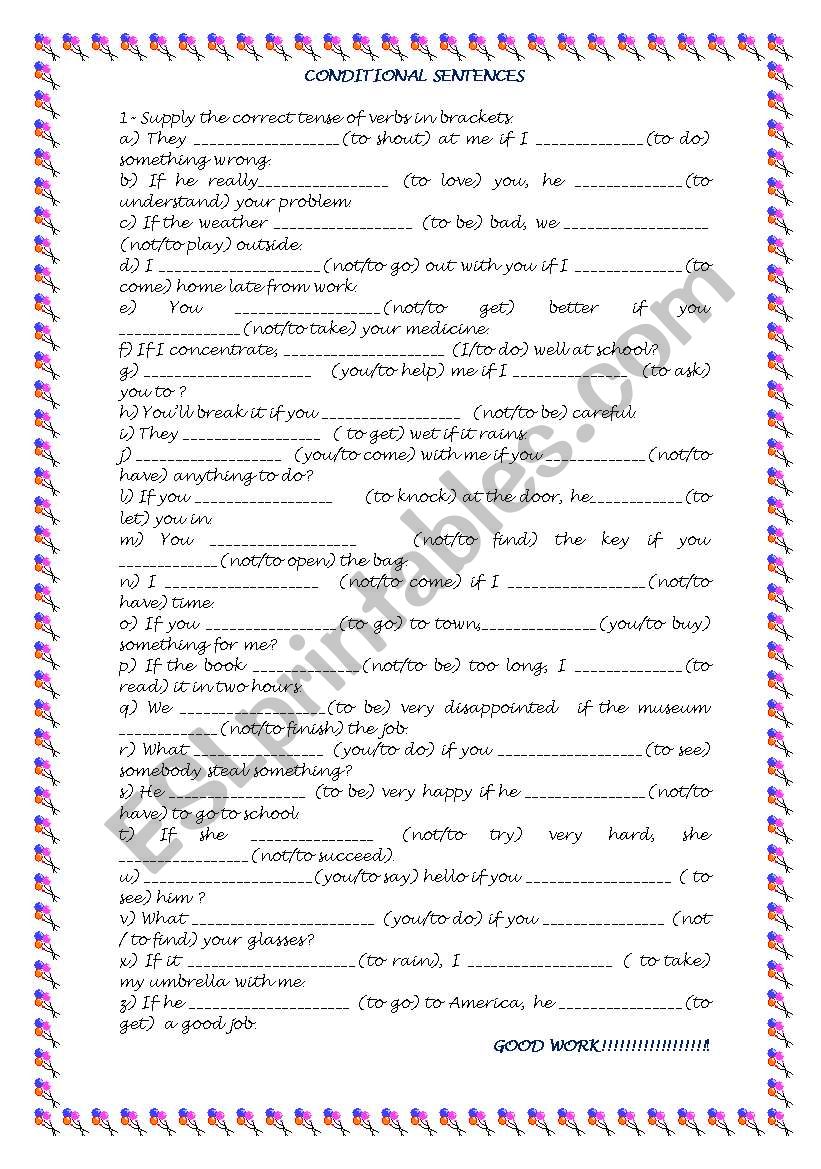 Conditional Sentences worksheet