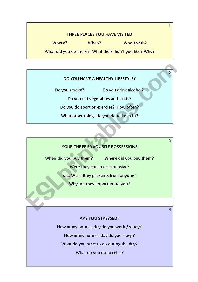 SPEAKING PRACTICE for A1-A2 students