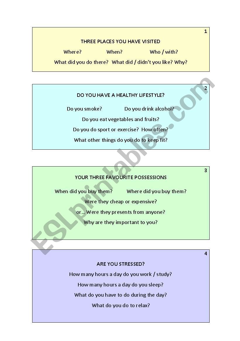 SPEAKING PRACTICE for A1-A2 students