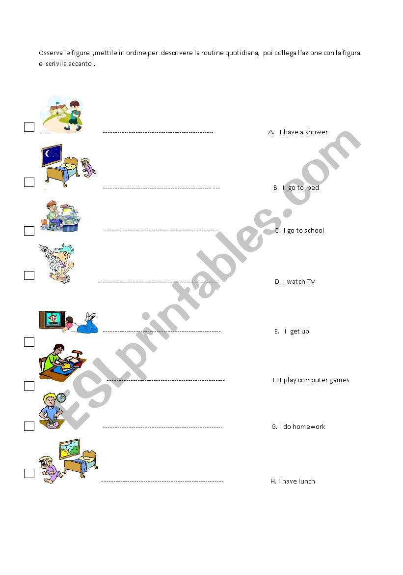 Daily routine worksheet