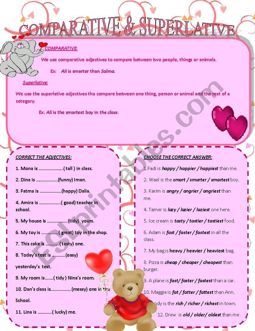 COMPARATIVE & SUPERLATIVE worksheet