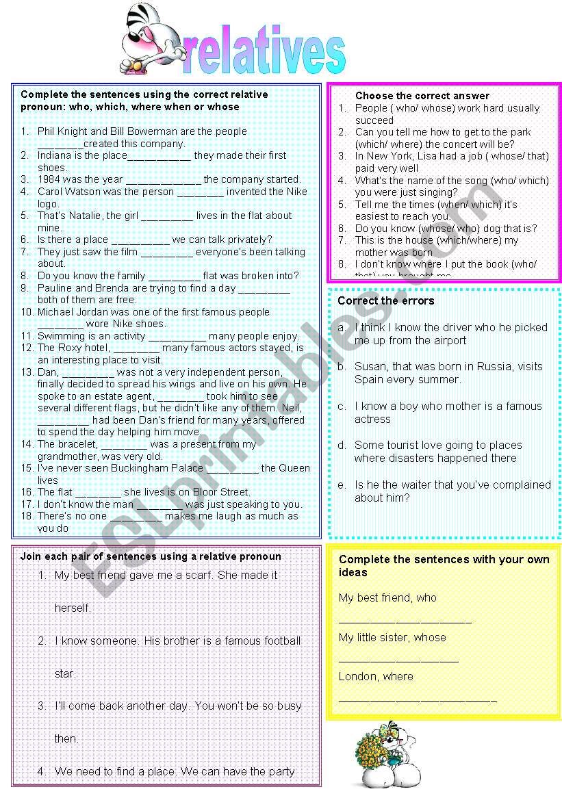 RELATIVES worksheet