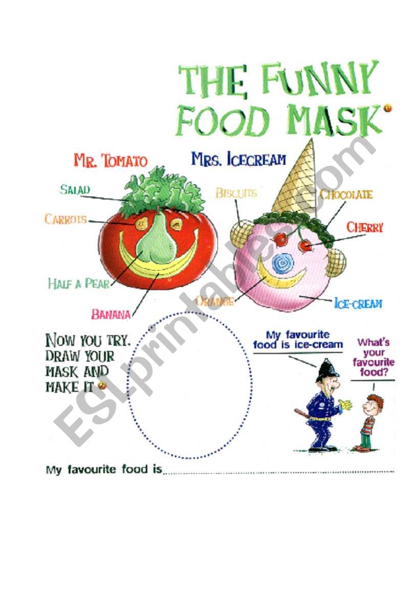a funny food mask worksheet