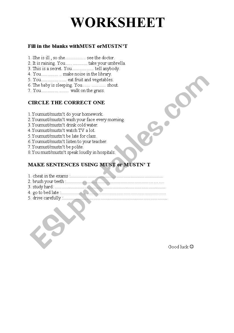 traffic rules worksheet