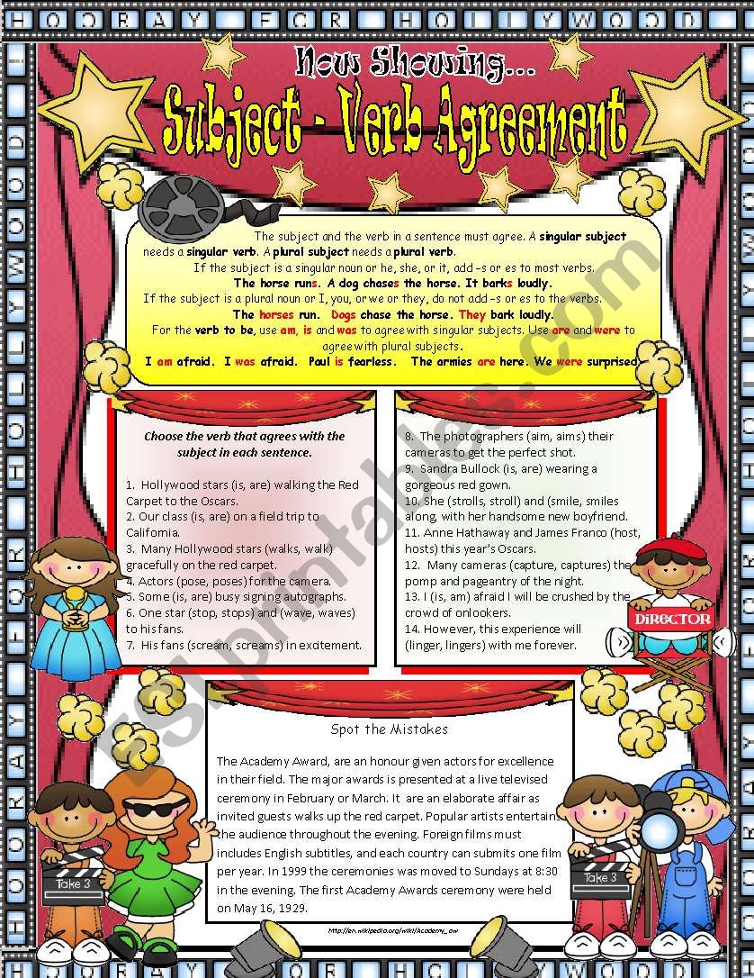 Subject -verb Agreement 2 ***EDITABLE *** ANSWER KEY INCLUDED