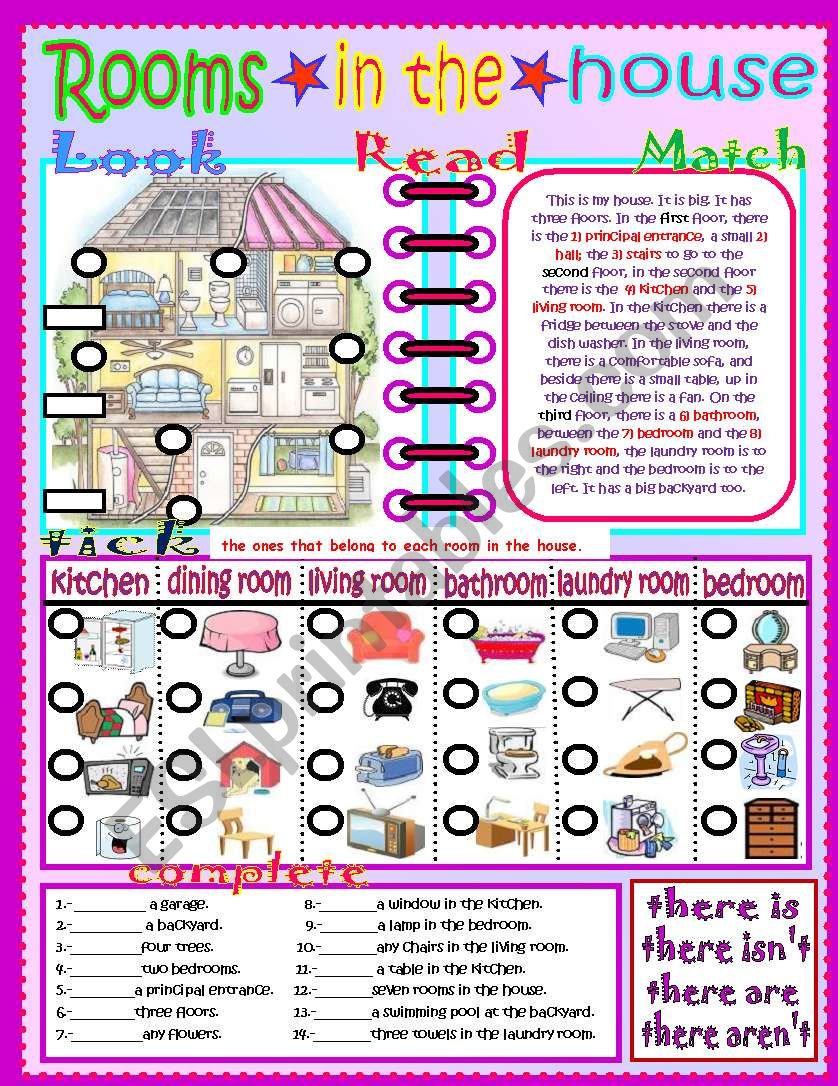 rooms in the house! worksheet