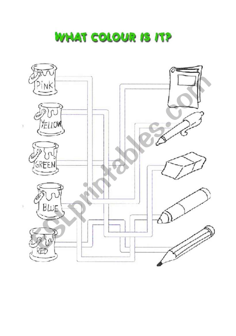 colours and school objects worksheet