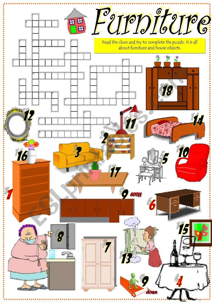 PIECES OF FURNITURE CROSSWORD (Part I)