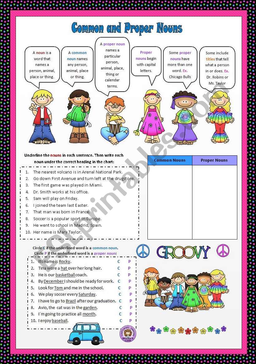 Common And Proper Nouns ESL Worksheet By VaneV