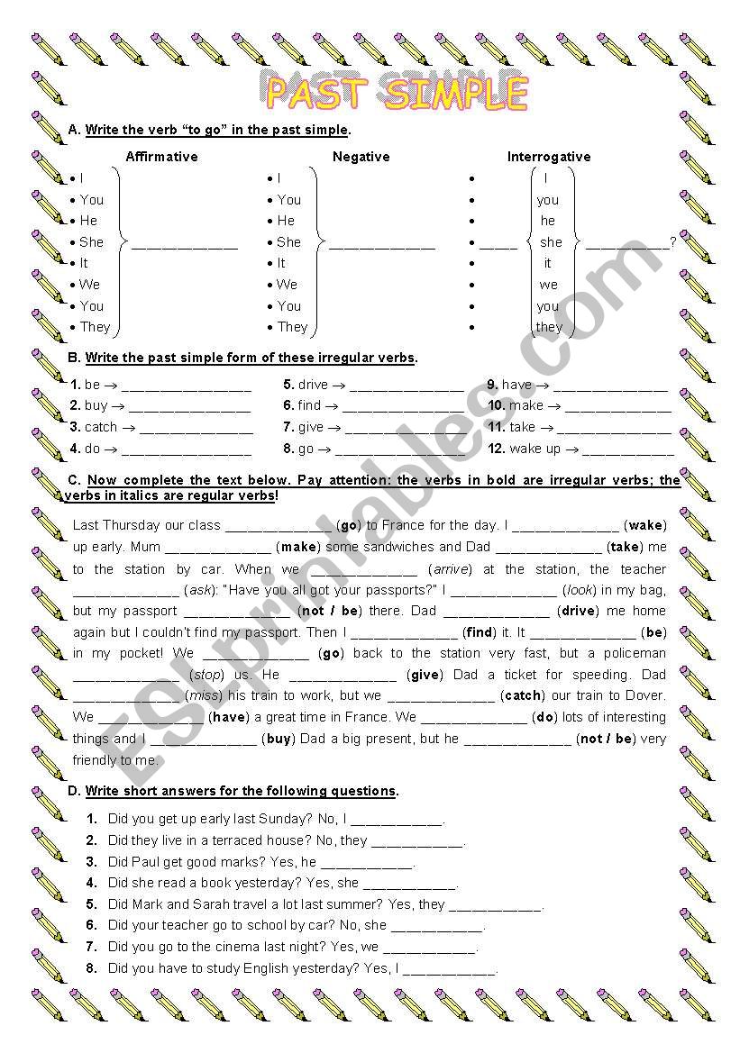 Past simple worksheet