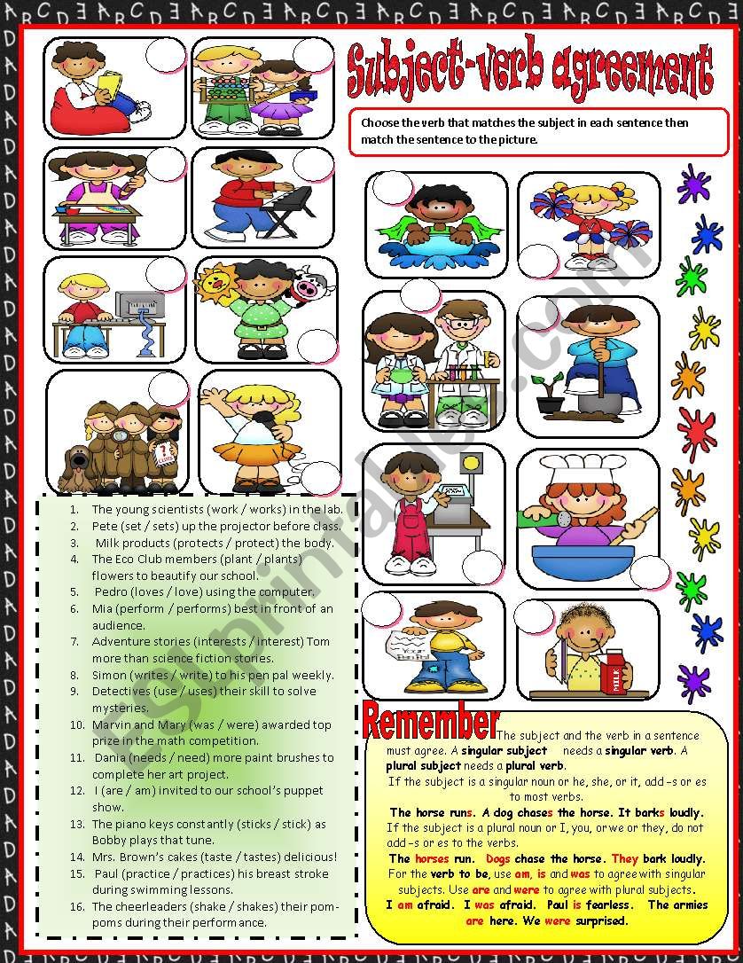 Subject verb agreement  1***EDITABLE***ANSWER KEY INCLUDED