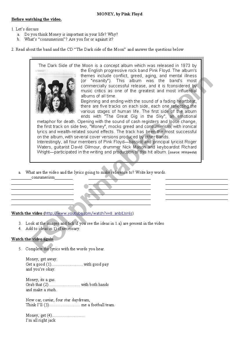 Money_pink floyd worksheet