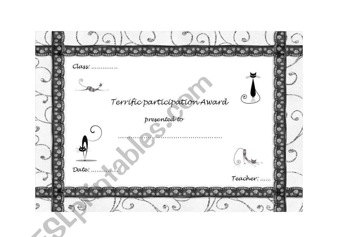 Terrific Participation Award worksheet