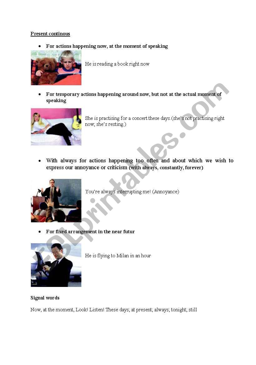 lesson present continuous worksheet