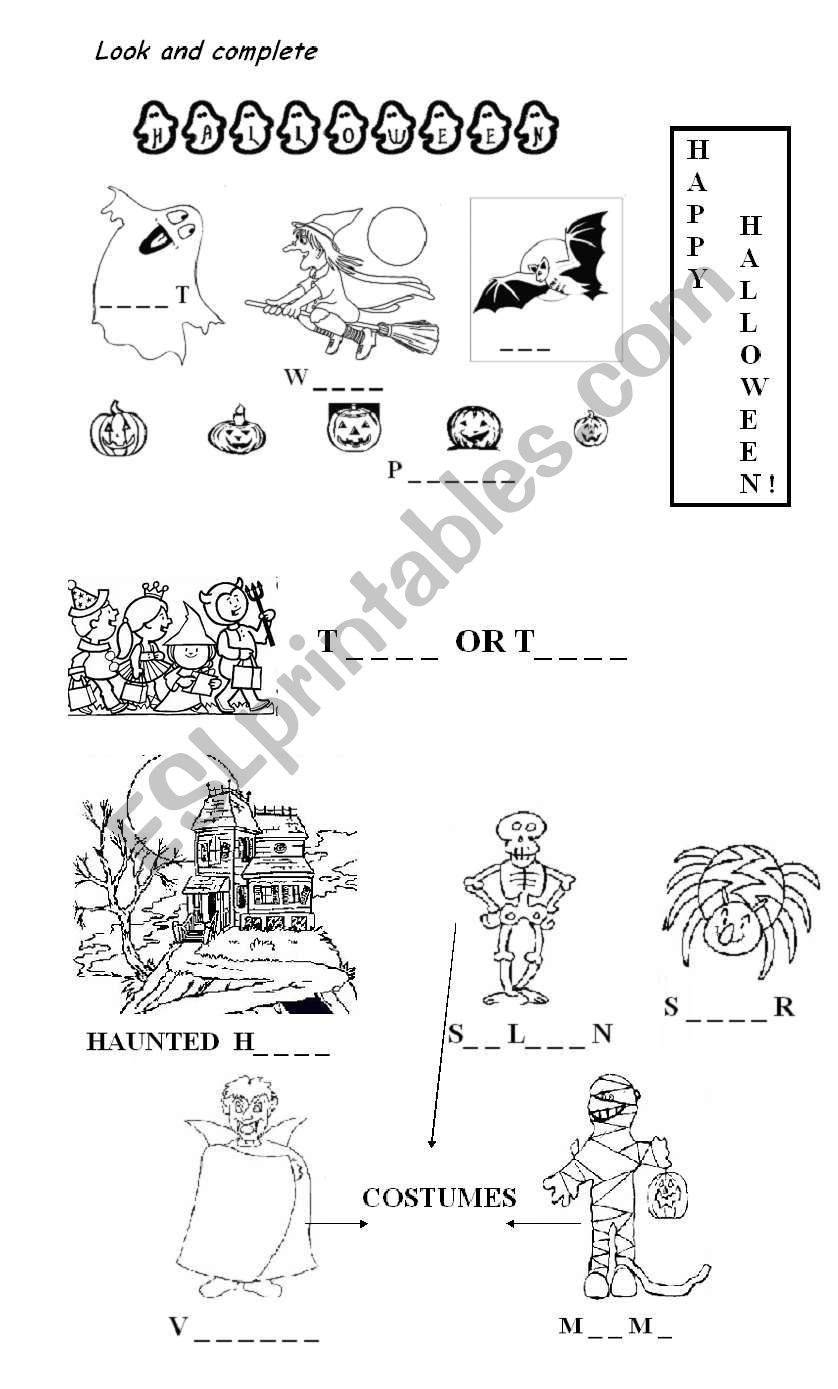 Halloween vocabulary worksheet