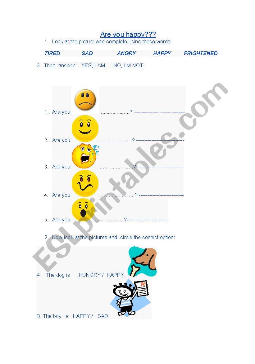  Are you happy today? worksheet