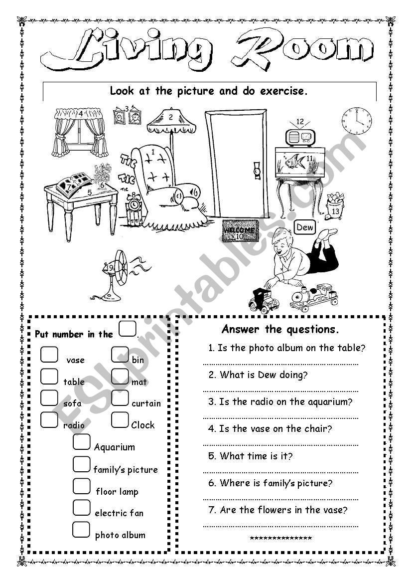  Living room worksheet