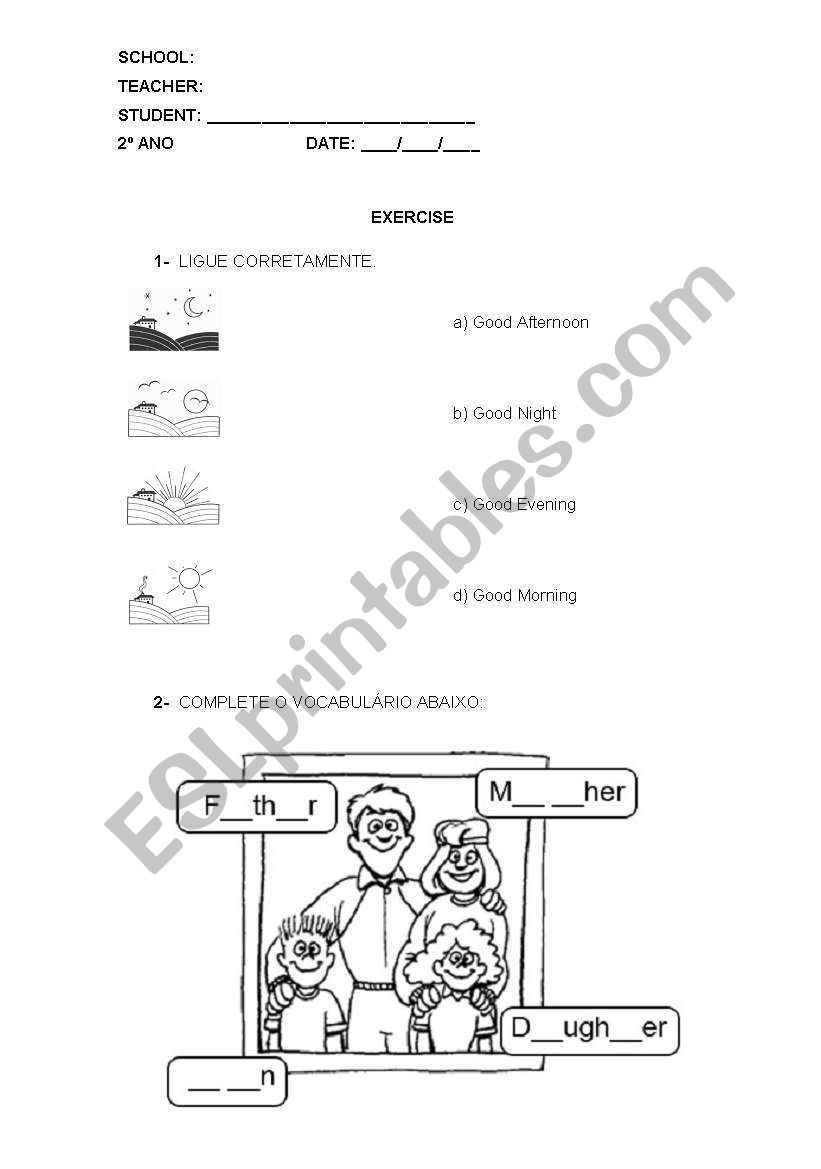 Exercise about GREETINGS AND FAMILY