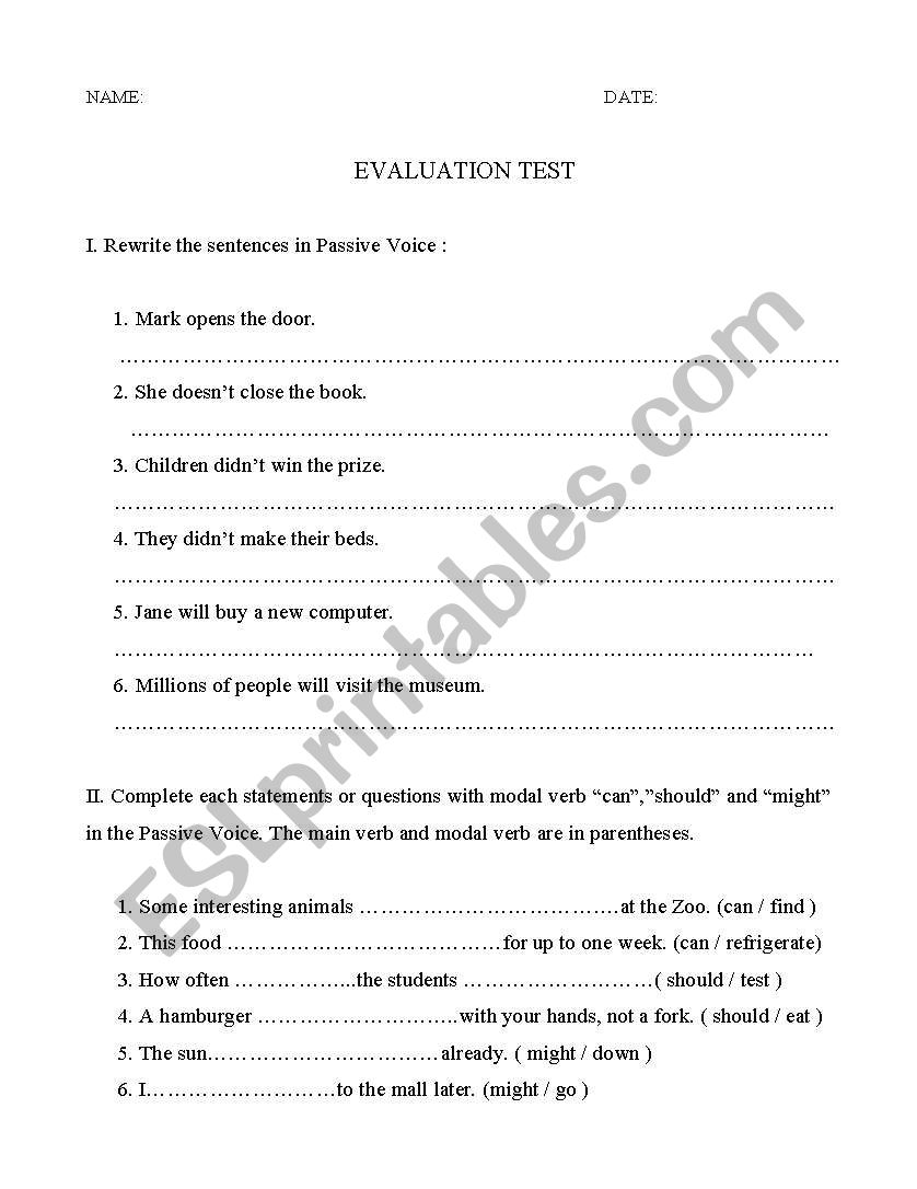 TEST worksheet