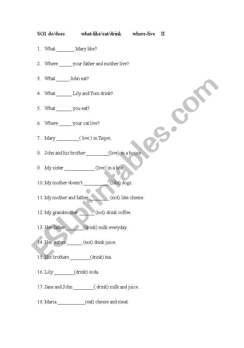 intro and practice on present simple (third-person singular) part II