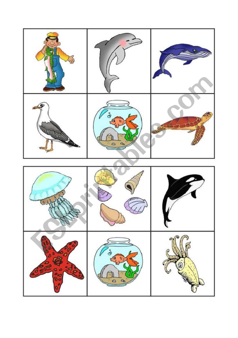 Sea animals bingo - 2 of 3 worksheet