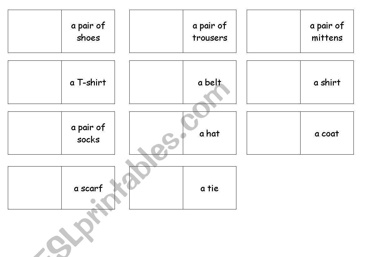 Clothes domino worksheet