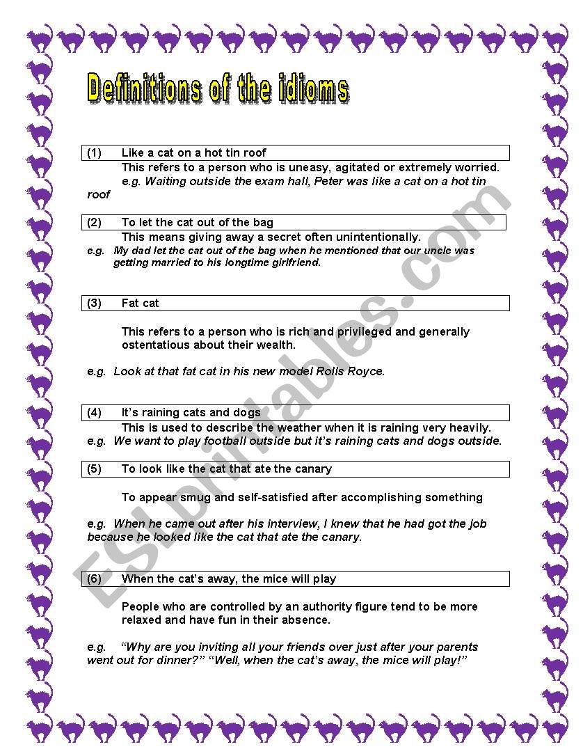 CAT IDIOMS (Part 2) worksheet