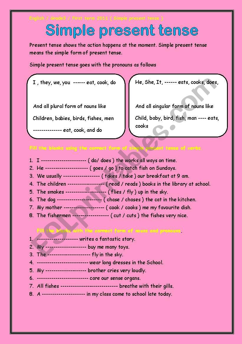 simple present tense worksheet