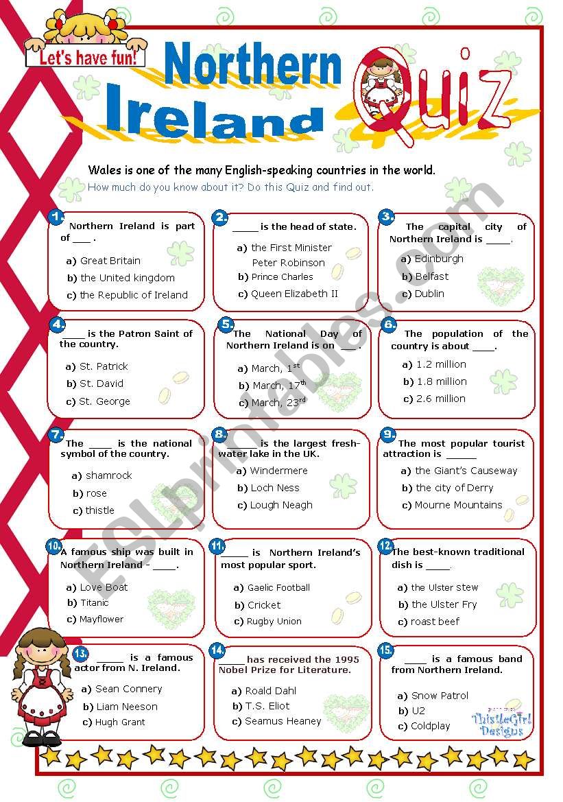 Northern Ireland Quiz worksheet