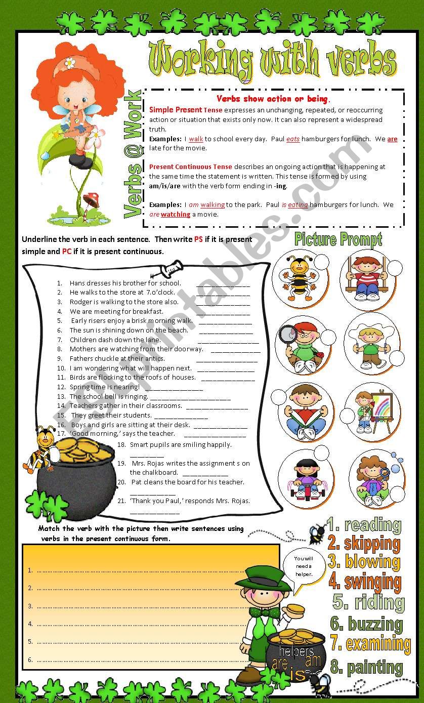 Simple Present and Present Continuous ** Editable** Answer Key