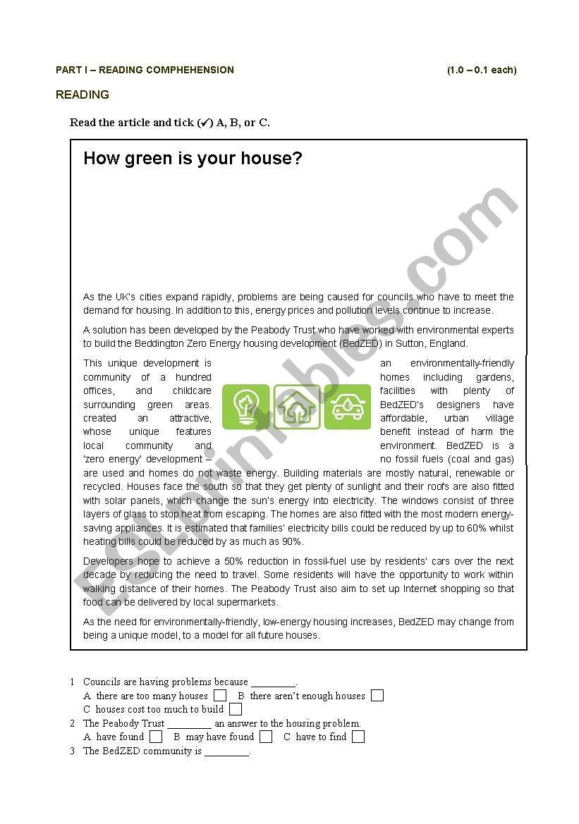 test worksheet