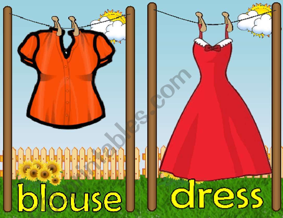 clothing flash cards 1/3 worksheet