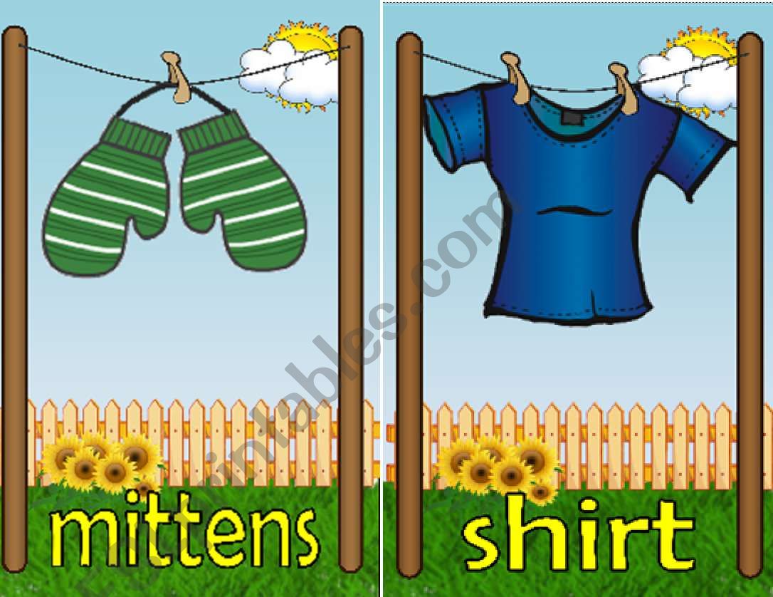 clothing flash cards 3/3 worksheet