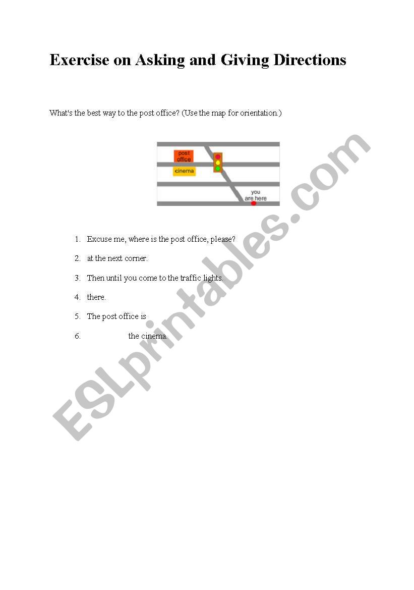 giving direction worksheet