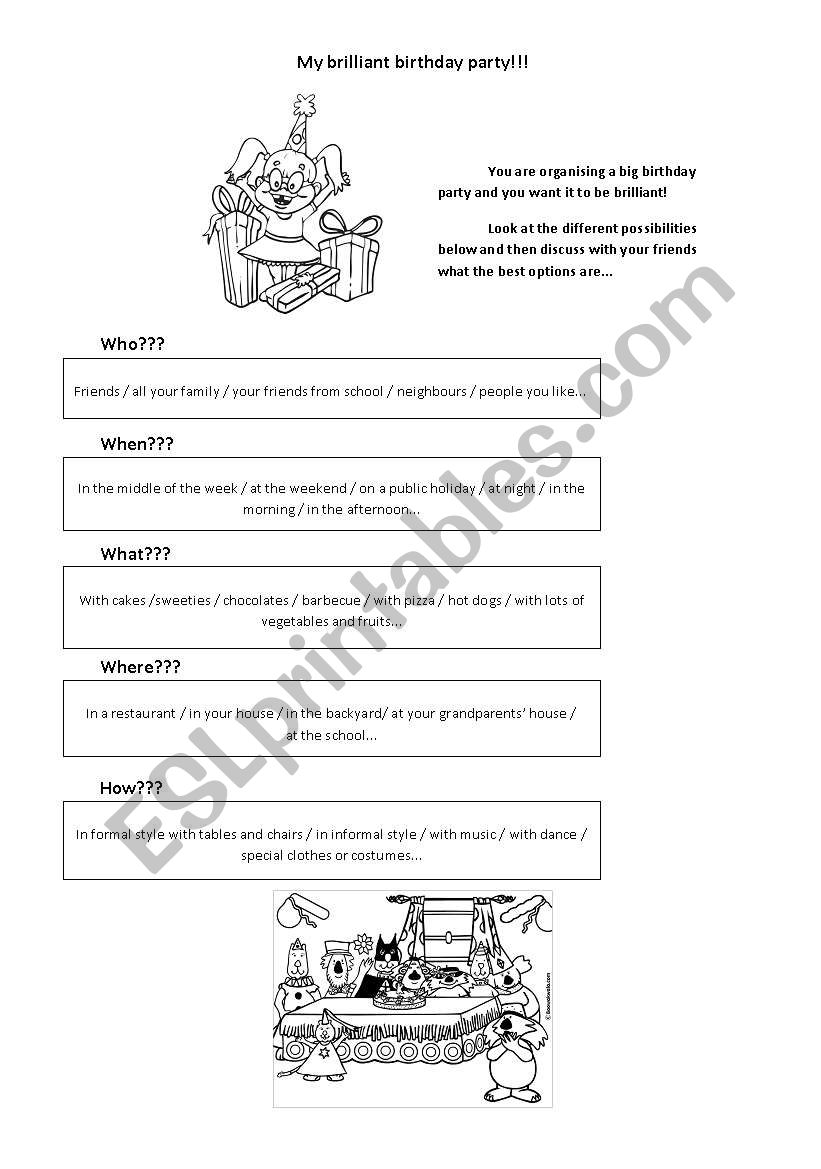 My brilliant birthday -  practicing wh questions