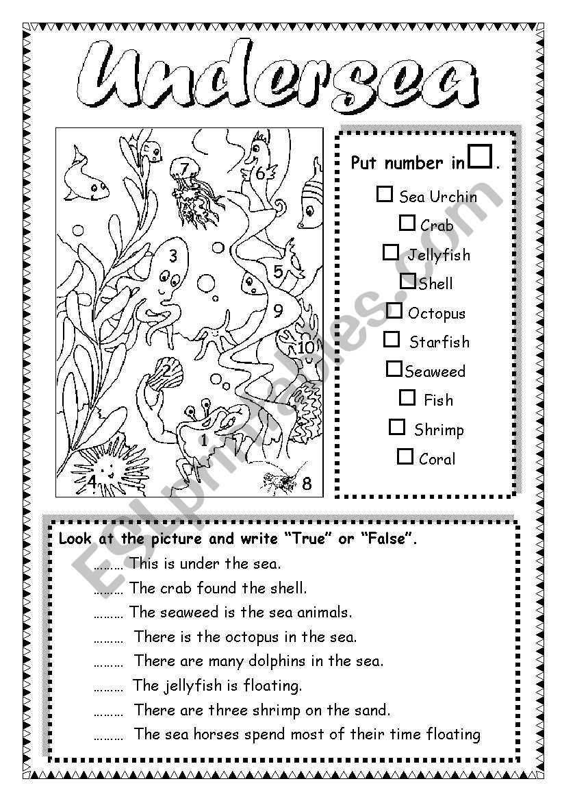 Undersea worksheet