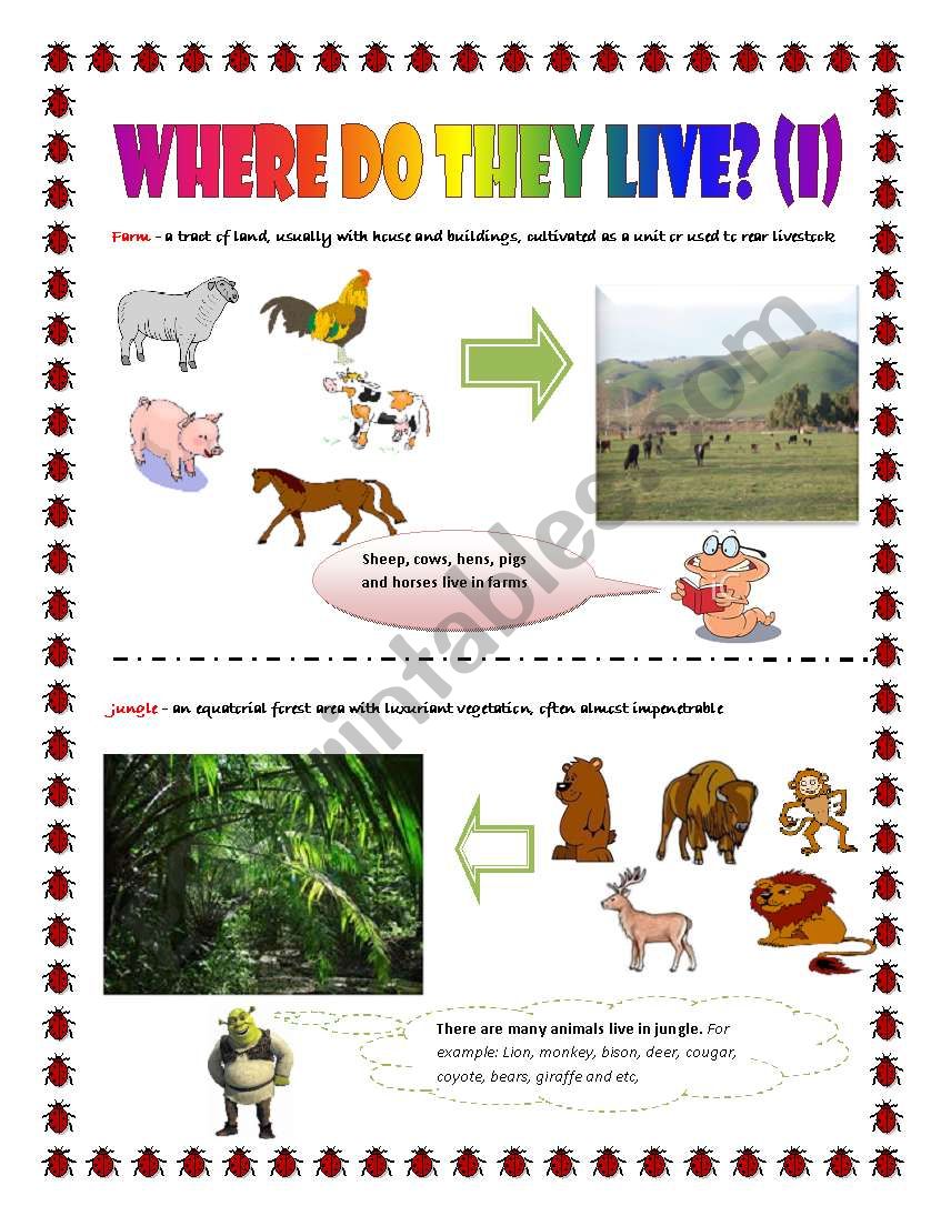 Where do they live (part I) worksheet