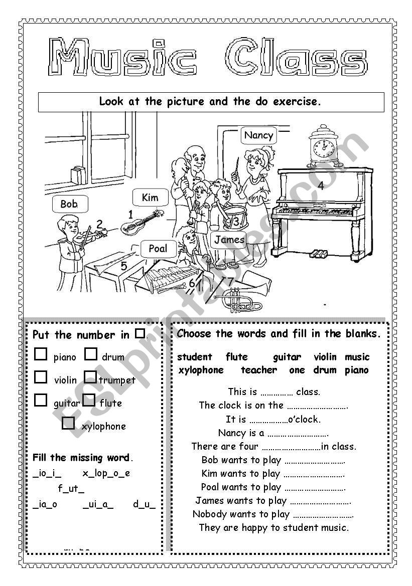 Music Class worksheet